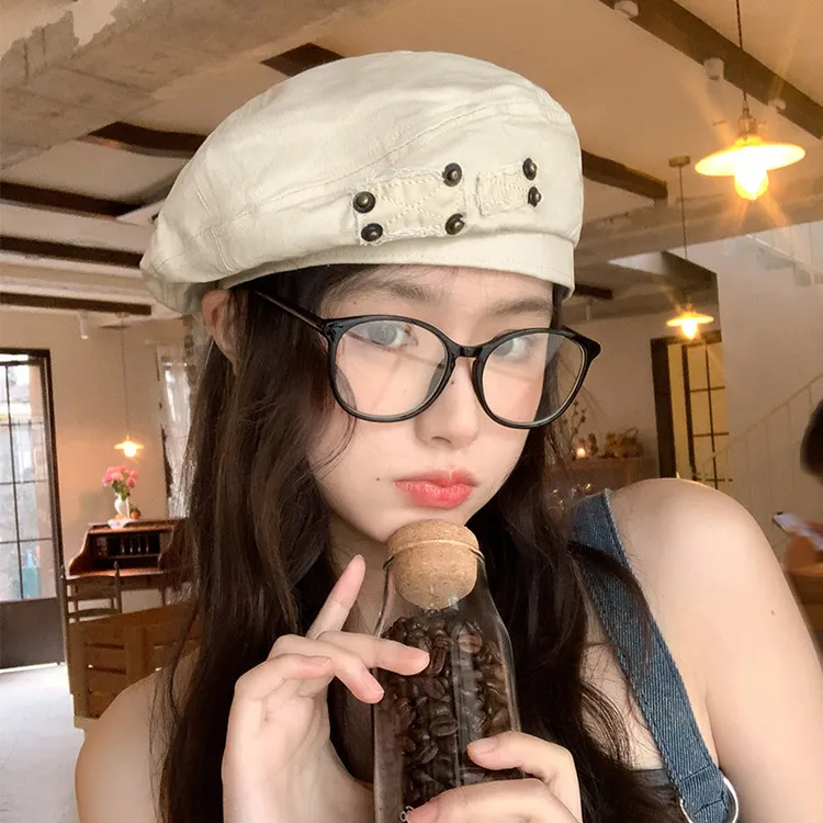 水洗牛仔贝雷帽女2025春夏季新款复古文艺百搭个性显脸小画家帽子