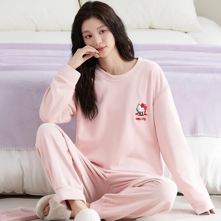 抗静电超细绒双面绒睡衣女士秋冬款2025新款牛奶绒薄绒套装家居服