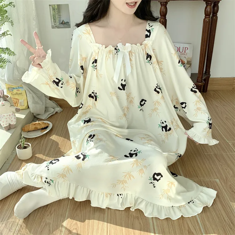 300斤秋冬德绒胖M长袖大码保暖睡裙女加肥爆款2025新款睡衣家居服