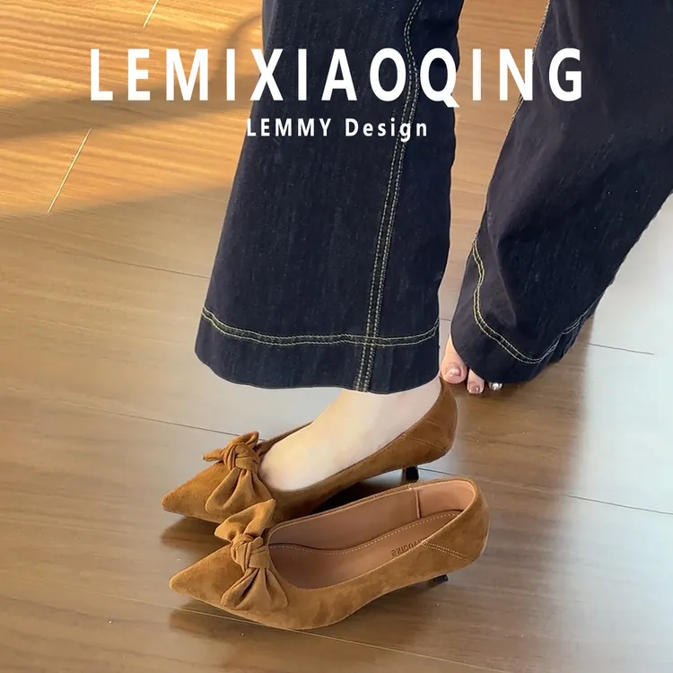 绒面黑色法式复古百搭玛丽珍蝴蝶大码女鞋性感绝美不累脚气质单鞋