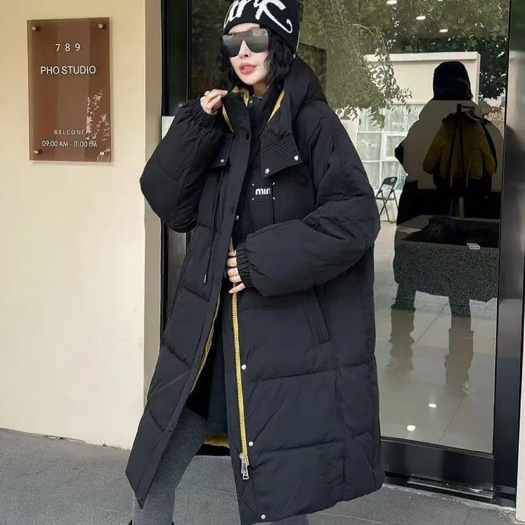 9329旭日红高品质大码中长款棉服胖mm时尚韩版气质百搭加厚外套