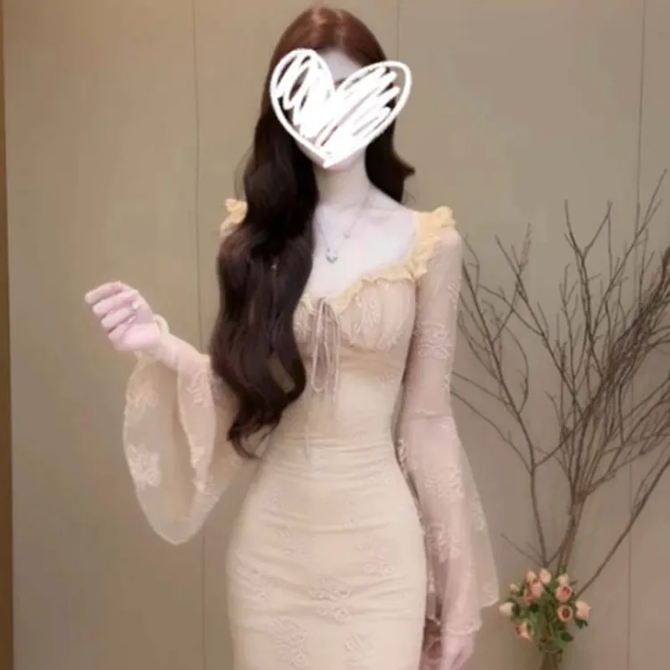 【有里布】法式连衣裙女2025新款秋冬季小众显瘦长袖裙TX0393