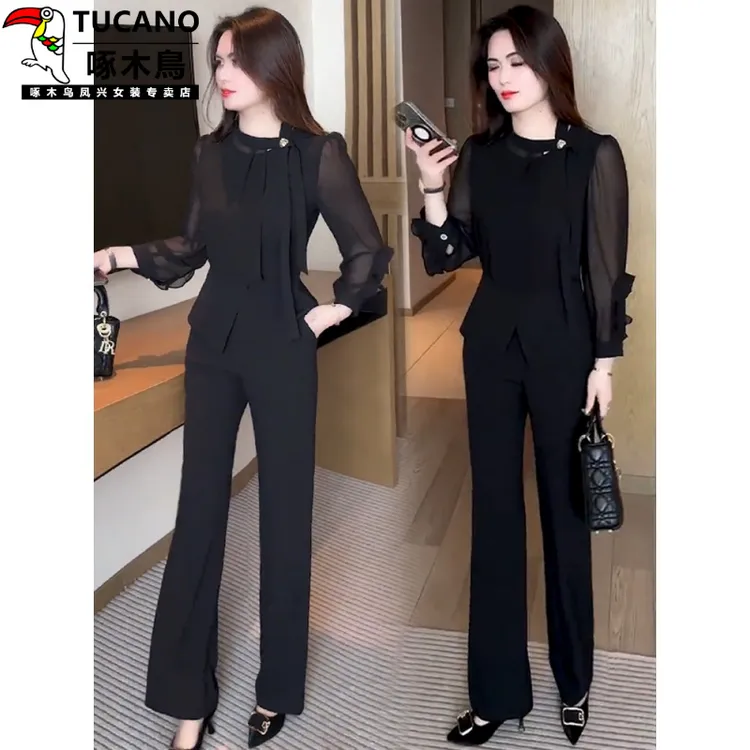 啄木鸟时尚高级感休闲套装女2025春夏季新款小个子洋气质显瘦减龄