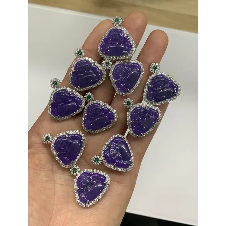 铜石英石吊坠 饰品紫色天然危料A货。铜托。随机发发。款式要备注