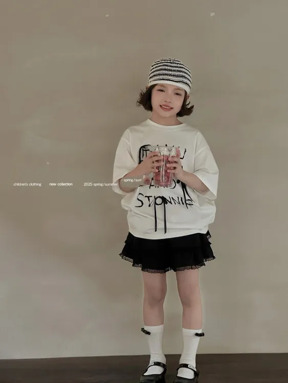 时尚短款白色纯棉宽松印花上衣圆领短袖休闲百搭美式韩版夏季T恤