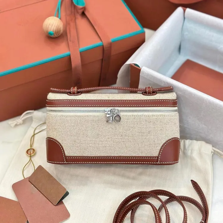 LP19饭盒包帆布拼色2025新款流行女包包时尚斜挎包手提单肩斜挎包