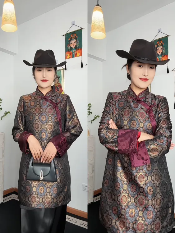 25新款藏式复古风长袖针织碎花重磅款