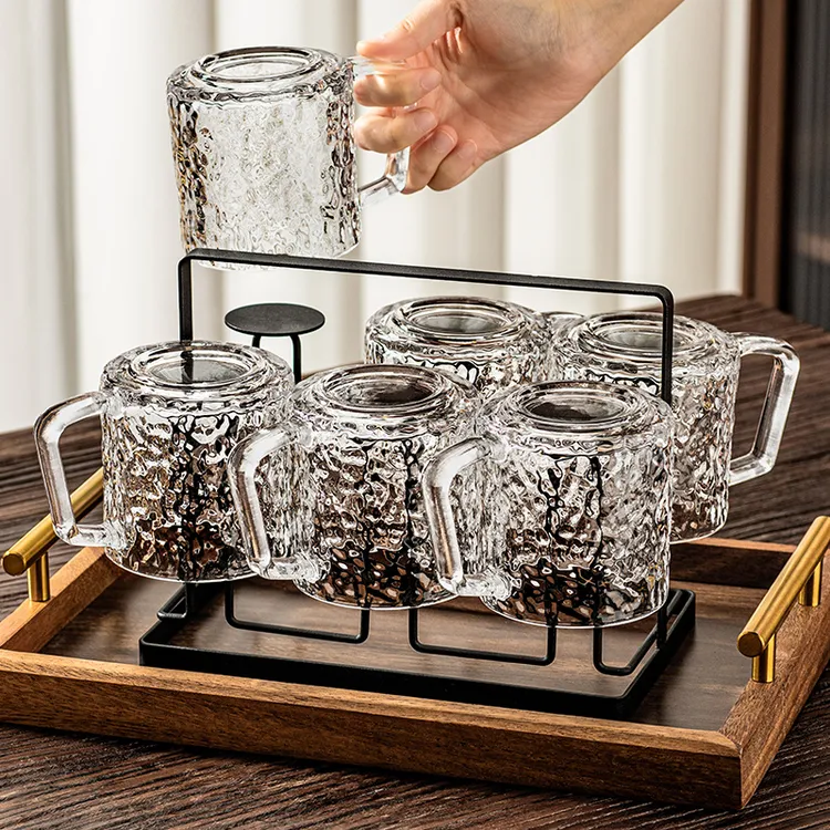 隔热玻璃杯带把手防烫水杯高级感轻奢高颜值茶杯家用待客杯子套装