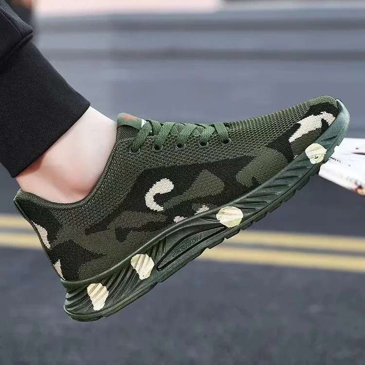 秋冬户外登山轻便作训鞋迷彩胶鞋男学生军训工地劳保鞋