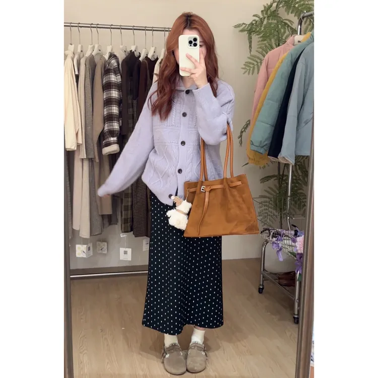 秋冬新品复古麻花开衫外套百搭软糯减龄毛衣潮