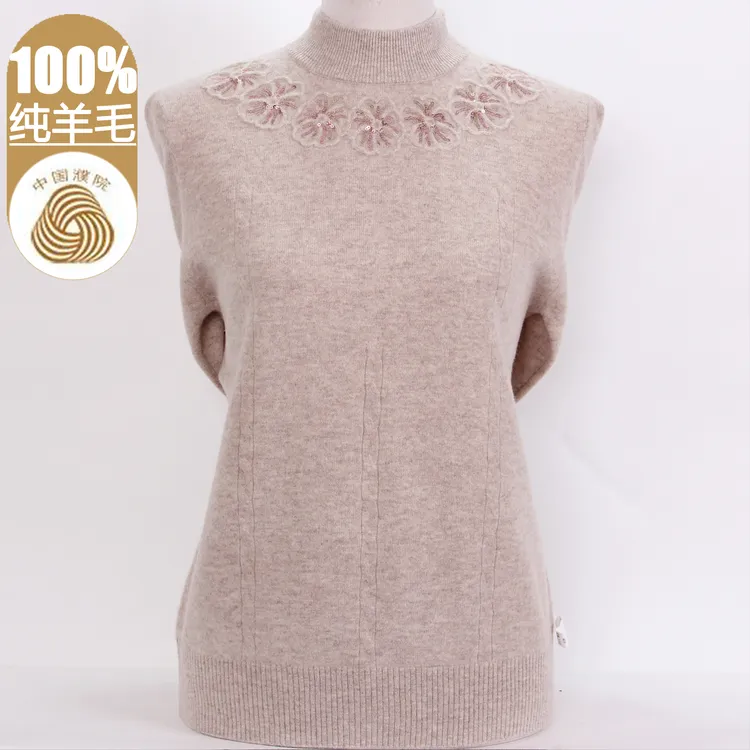 中老年女装100%纯羊毛打底衫中年妈妈装半高领羊毛衫上衣女士毛衣
