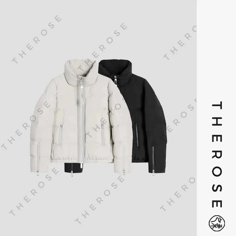 之柔【欧包羽绒】日本进口休闲保暖秋冬时尚小狗短款立领鹅绒外套女