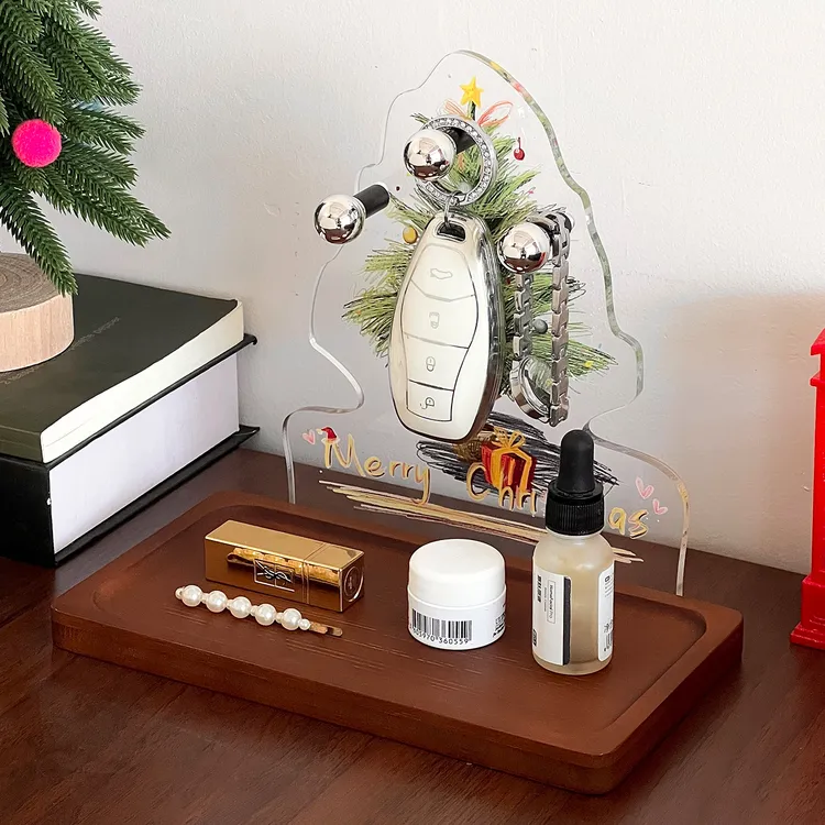  2025圣诞玄关入户门家用桌面摆件装饰化妆桌ins风钥匙手表收纳架