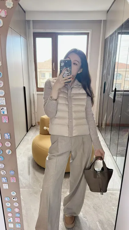 2025秋季新款韩版针织拼接设计感小个子棉服外套百搭休闲裤套装