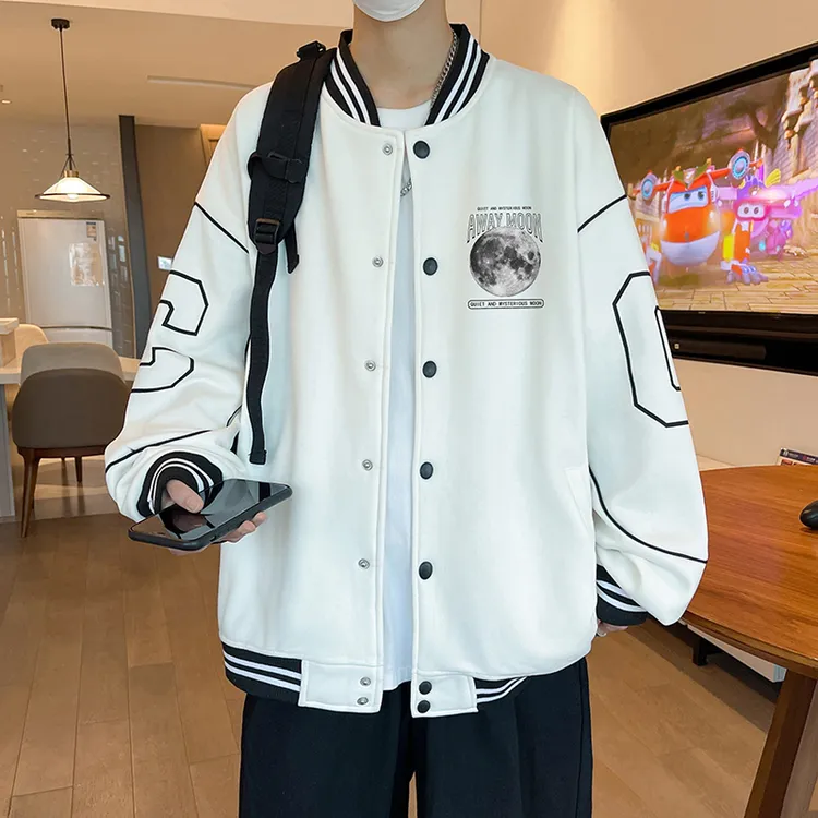 稻草人2025秋冬新款轻奢男士休闲棒球服卫衣夹克青少年立领外套潮