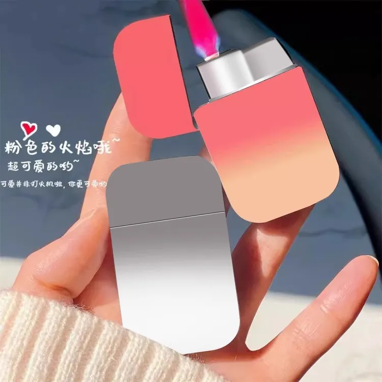 可爱耐用粉色气体高颜值火焰打火机创意礼品男友防风个性潮送充气