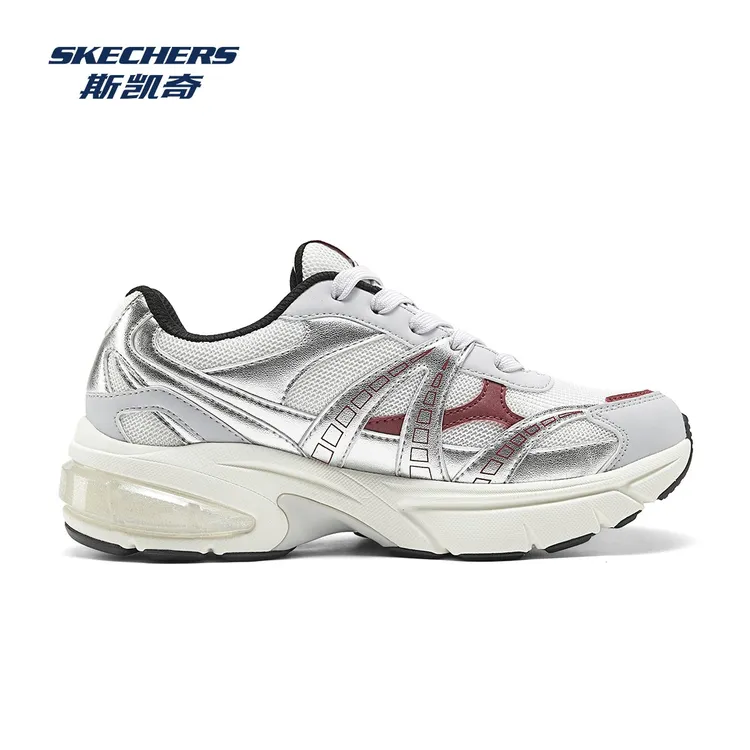 斯凯奇月影鞋男女款复古老爹鞋【成毅同款】银色轻便透气运动鞋S