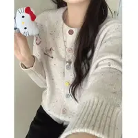【丹姐家~腊肠狗开衫】彩点浣熊！休闲温柔风彩扣圆领针织开衫