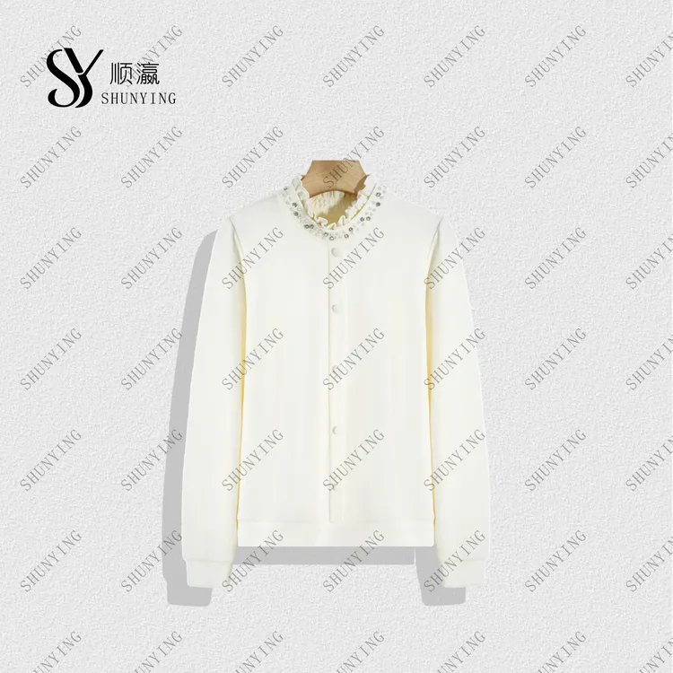 【仟娜】耐看又耐搭~时尚气质百搭木耳领烫钻显瘦打底衫SY76DDS6067