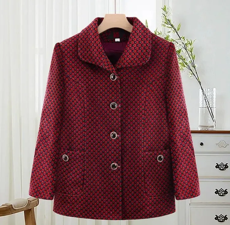 妈妈春秋装外套奶奶褂子中老年上衣双层挂里经典新款上衣