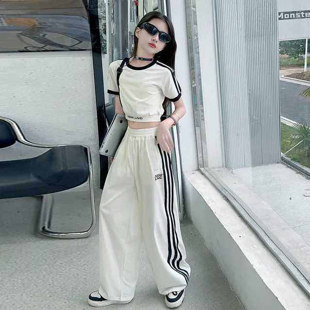 女童运动套装夏装2025新款女大童夏季洋气裤子儿童女夏天短袖上衣