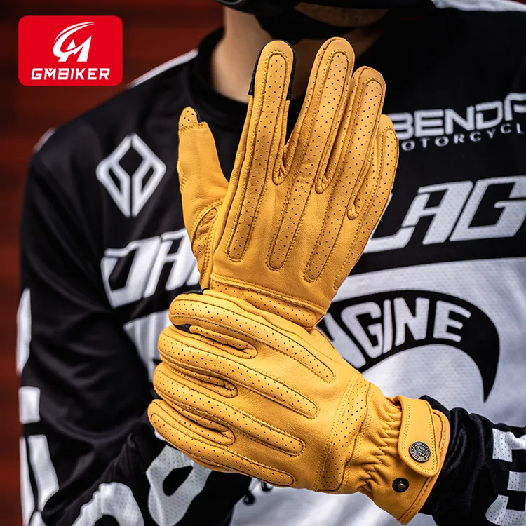 摩托车手套真皮羊皮防摔透气摩旅骑行机车装备骑士复古巡航哈雷夏