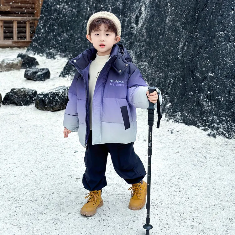 男童羽绒服冬季2025新款儿童冬款白鸭绒渐变外套加厚宝宝冬装衣服