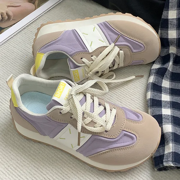 紫色丑萌阿甘德训鞋女2025秋季新款时尚百搭舒适休闲鞋透气运动鞋