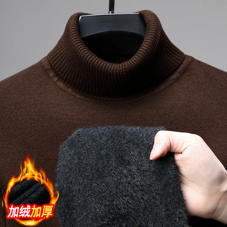 【加绒加厚】高端男士加厚一体绒保暖衫针织衫毛衣 保暖不臃肿