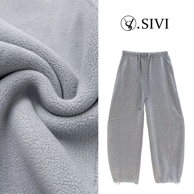 熙薇【云畔告白】2025秋冬新款加厚绒百搭抽绳休闲裤H6252