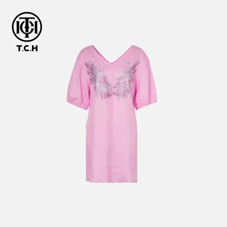 TCH私服烫钻工艺新时尚淑女百搭潮流连衣裙女T75B30E1072轻奢tch
