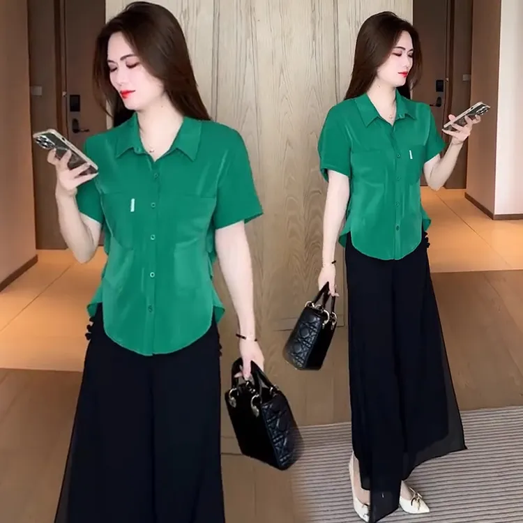 气质衬衣女宽松遮肚子上衣服2025新款夏装衬衫今年流行的漂亮小衫