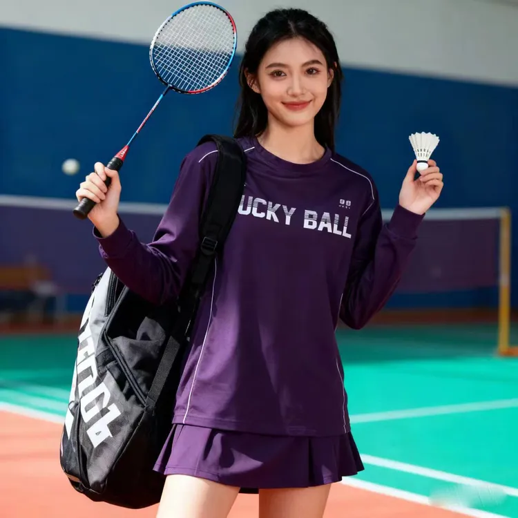 秋冬长袖羽毛球服男圆领公开赛t恤幸运球女韩版运动冬装衣服定制