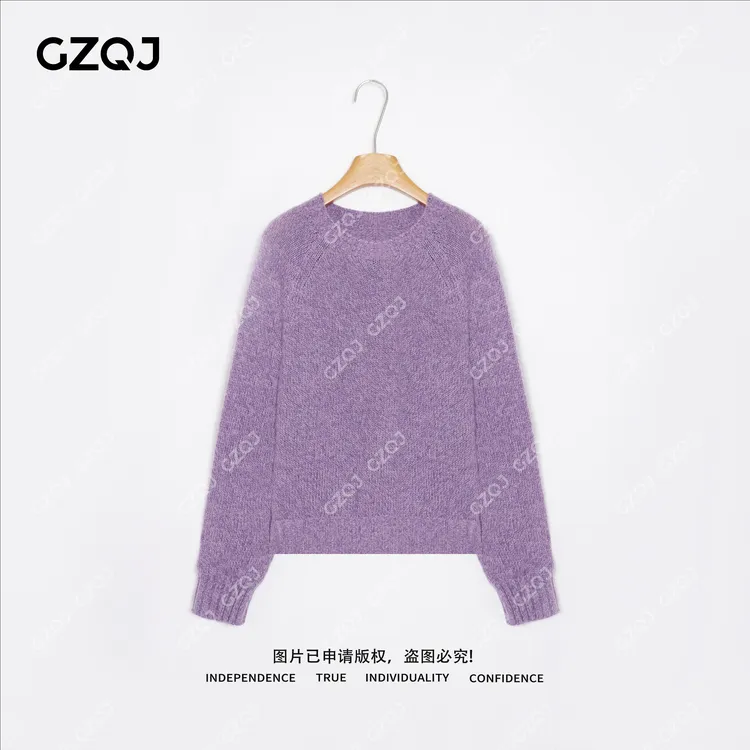 老琴私服【星黛绒语】琥珀流光风绵羊毛兔毛圆领针织毛衣女秋冬4010