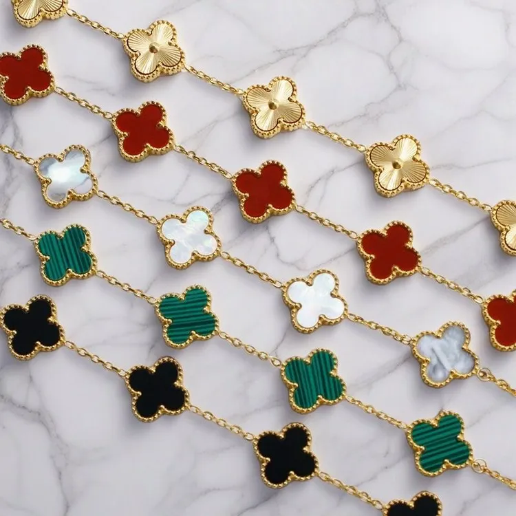 铜合金石英石手链 新款幸运四叶草手链