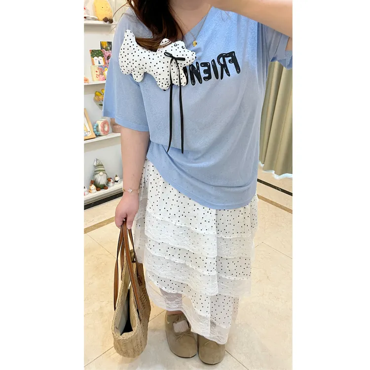 2025格子蛋糕高腰蓬蓬裙短裙蕾丝新款甜美半身裙夏季上衣两件套