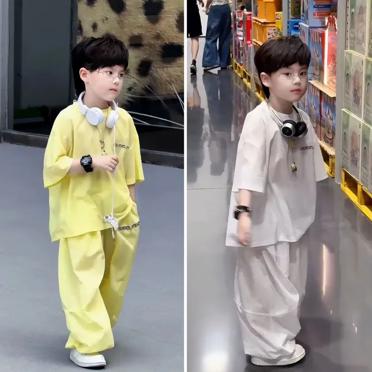 男童夏装套装2025新款儿童装帅气男孩宝宝炸街夏装韩版休闲衣服潮