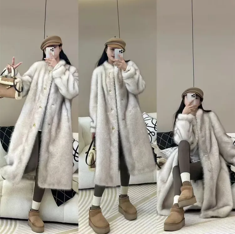 23030韩版时尚毛茸茸外套女秋冬气质短款厚外套