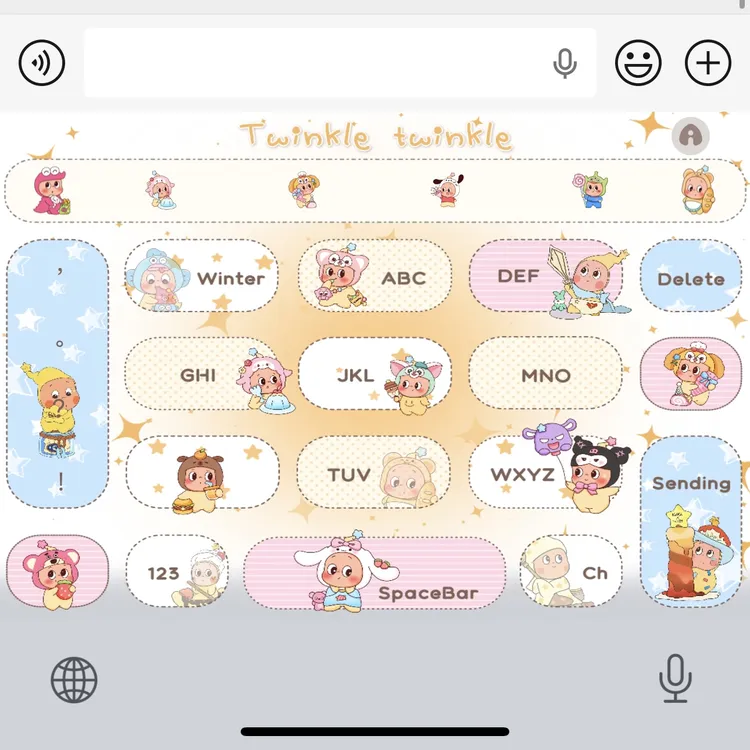 星星人2/ios苹果安卓百度输入法皮肤键盘白肚皮双系统双色