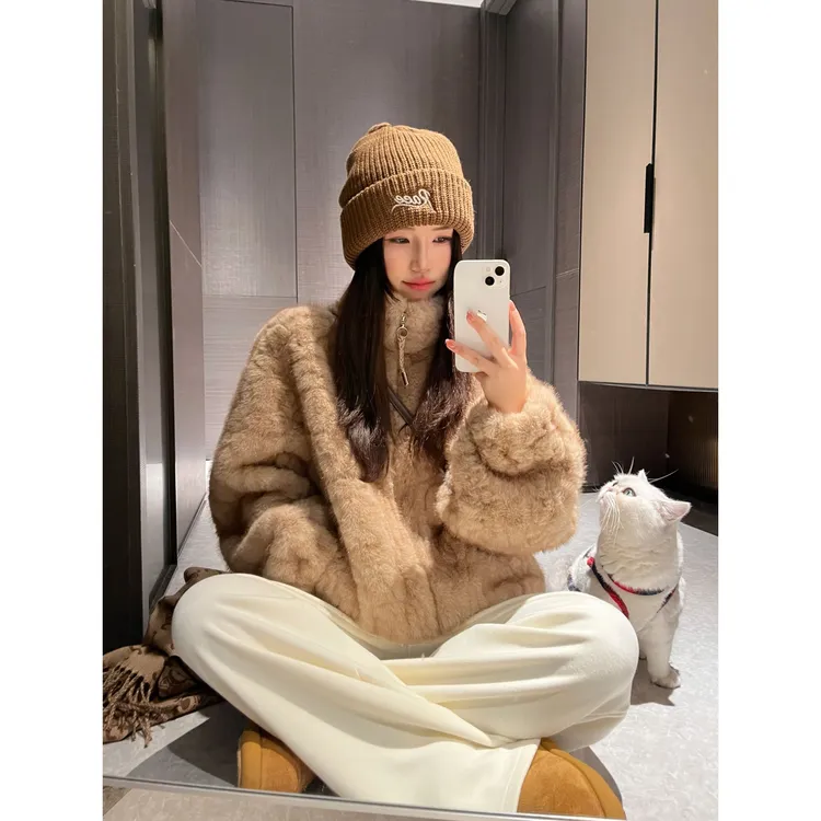 L & L 云云【暮光琥珀】定制拉链环保毛毛外套皮毛一体冬季加厚外套