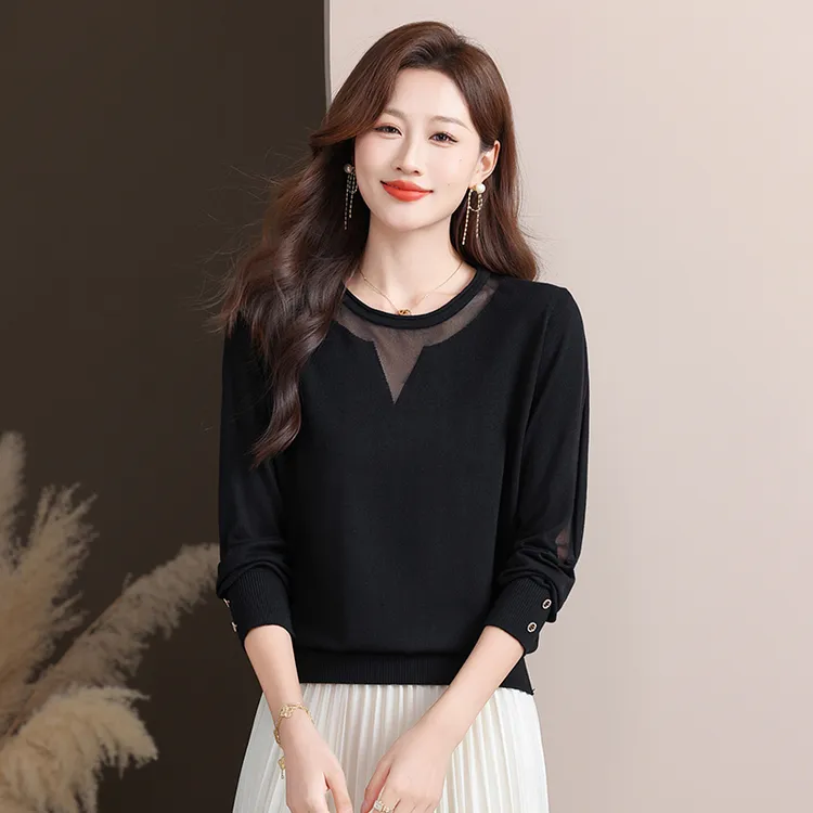 早秋女士打底衫漂亮洋气内搭针织衫2025新款中年妈妈毛衣显瘦减龄