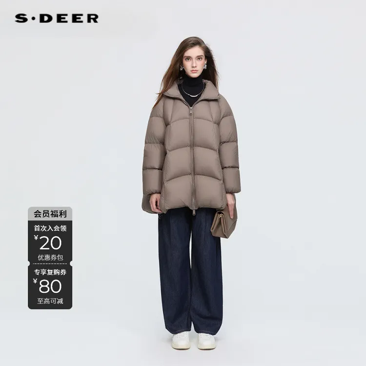 S·DEER圣迪奥【暮隐之境】冬季女式休闲松弛感立领羽绒服S254Z3108