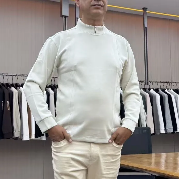 长袖休闲服装拉链圆领时尚套头磨毛保暖卫衣立领上衣