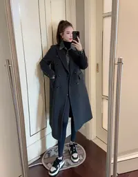 长款女毛呢外套经典长款大衣时尚百搭西装长款大衣