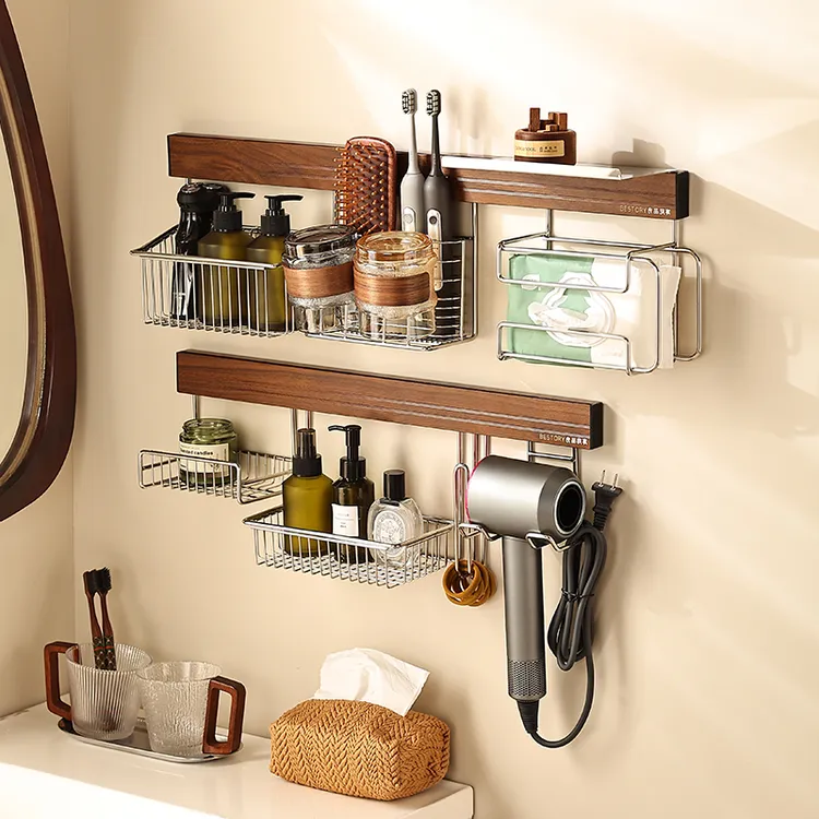 良品故事浴室不锈钢置物架免打孔墙上壁挂洗漱洗手台镜前快拆收纳