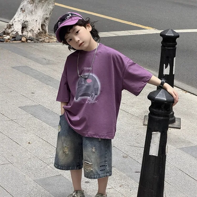 男童短袖t恤2025新款儿童夏季韩版半袖男孩痞帅潮t体夏款帅气夏装