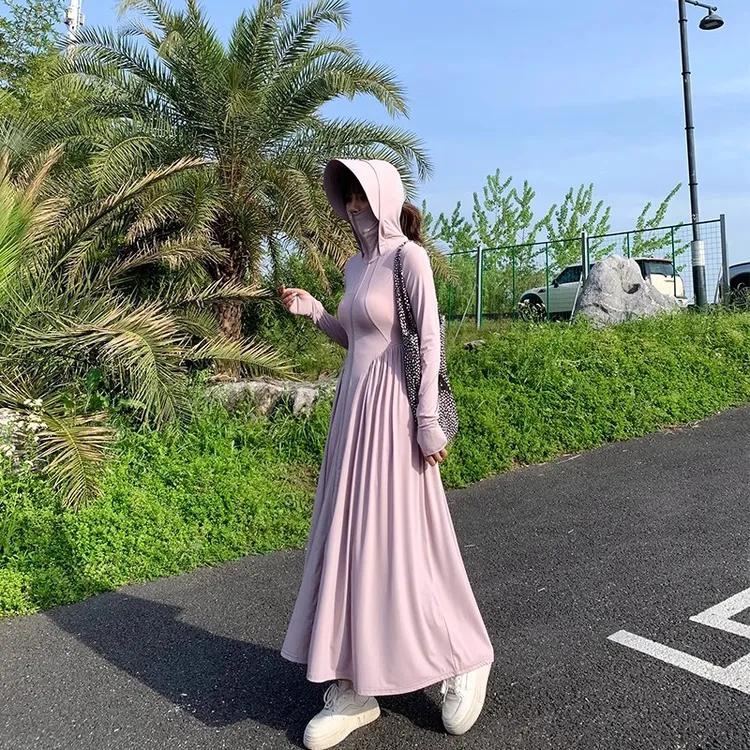 全身防晒衣女2025新款轻薄防紫外线超长款防晒服开衫掐腰修身外套