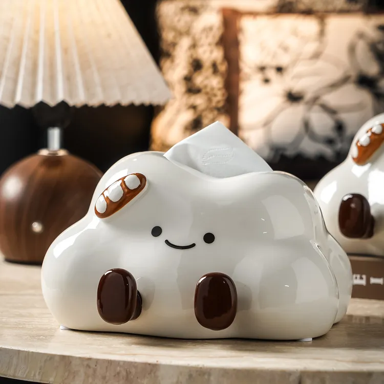 云朵纸巾盒创意ins奶油风可爱摆件高级感客厅桌面陶瓷抽纸盒家用