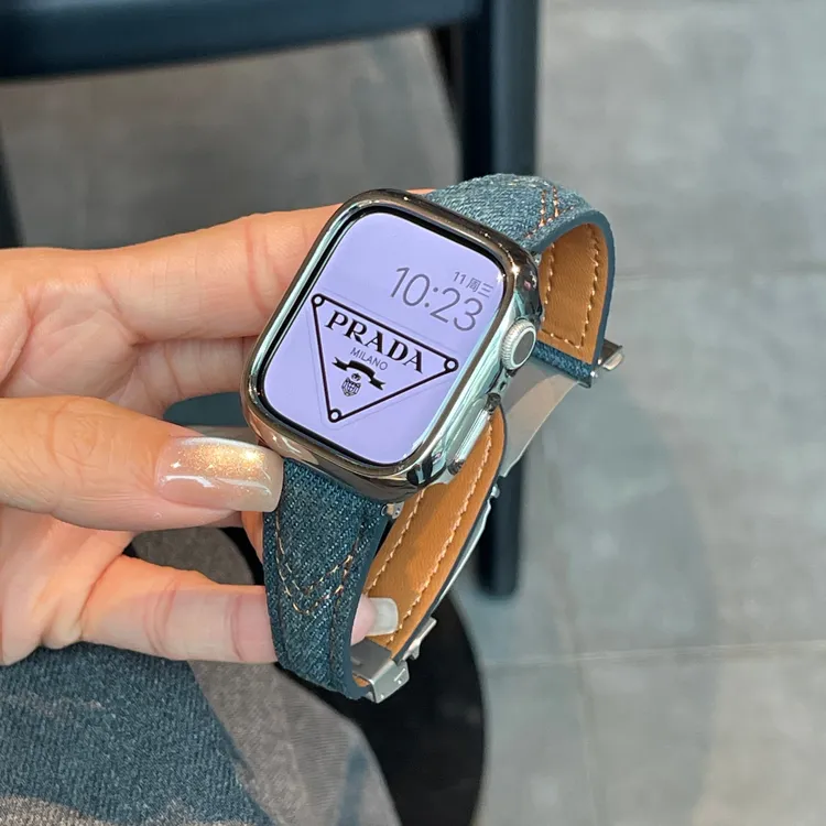 表带哥适用苹果iWatchs11手表新款s10/9夏季高级感小蛮腰牛仔腕带