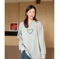 美亚恩NANA【爱心T】秋季圆领爱心刺绣长袖T恤宽松显瘦C0511